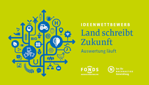 Keyvisual des Wettbewerbs Land schreibt Zukunft: Auswertung läuft